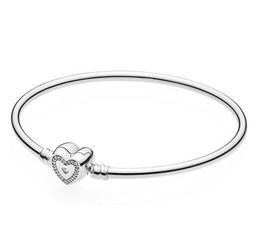 Women CZ Diamond LOVE HEART DIAMOND Bracelet Original Box for Pan 925 Silver Charm Bracelets Chain Bracelet Set W250