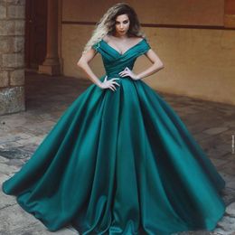 Dark Teal С Плечом Вечерних Платья 2020 Длина Складок Атласной Полы  Бального Платья Платье Wear Формальных Партий От 10 203 руб. | DHgate