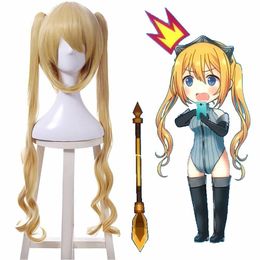 Blend S Hinata Kaho Girls Long Curly Wave Ponytail Blonde Cosplay Full Wigs Hair US Ship