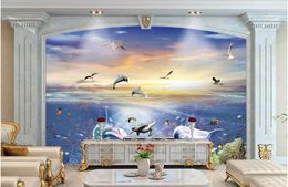 3d photo wallpaper High-end custom mural Silk wall sticker 3D sea bottom sea view TV living room wall papers for walls papel de parede