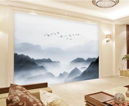 wallpaper for walls 3 d for living room artistic mood landscape birds and birds television art background wall