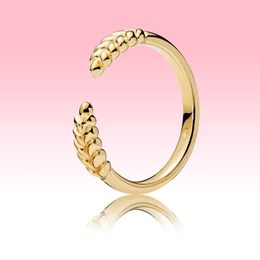 Yellow gold plated Open Grains Ring Women Men's Fashion Jewellery with Original box for Pandora Real 925 Silver Rings set High quality