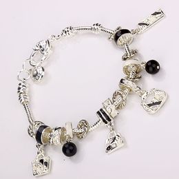 Hot Sale Silver Bracelet 925 Sterling Silver Women Fashion Costume Fine heart/Lovely/Angle Crystal Beads Charm Bracelets Jewellery for Women