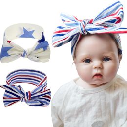 4th of July American flag designer headband children Bow Knotted Hair band fashion Star stripe Headwear kids Hair Accessories