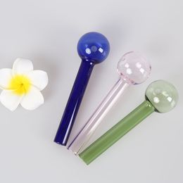 Premium Thick Pyrex Clear Oil Burner Pipe 10cm 4IN Colourful Glass Tube Wax Oil Burning Smoking Hand Pipes