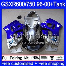 Bodys +Tank For SUZUKI SRAD GSXR 750 600 1996 1997 1998 1999 2000 291HM.42 GSXR600 GSXR-750 Blue silver light GSXR750 96 97 98 99 00 Fairing