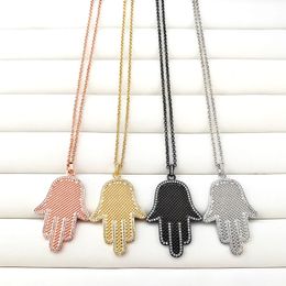Fashion Hand shape pendants necklace mix Colours crystal Fatima hands pendants for women Girls Jewellery NK494