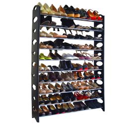 -Rack de sapato de 10 camadas para 50 par de parede de parede prateleira organizador organizador caixa de armazenamento grátis