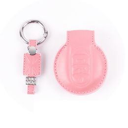 Leather Car Key Cover Shell Case Protection Bag for Mini Cooper JCW One F54 F55 F56 F60 with Keychain216J