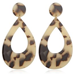 Wholesale-Tortoise Colour Leopard Print Acrylic Acetic Acid Sheet Geometric Circle Square Long Drop Earrings Hot Animal Ear Stud for Women