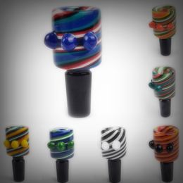 Cool Colourful Drawing 14MM 18MM Male Connector Joint Handle Pyrex Thick Glass Bowl Bong Smoking Herb Oil Rigs Philtre Container Holder DHL