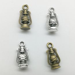 100pcs/Lot Oil Lamp Alloy Charms Pendant Retro Jewelry Making DIY Keychain Ancient Silver Pendant For Bracelet Earrings Necklace 16*8mm