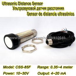 Adjustable Range Ultrasonic Non Contact Detection Sensor For Level Measurement 4M Range 4 To 20mA Output Wide Power Supply