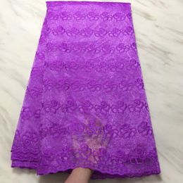 5Yards/pc Beautiful purple flower french net lace embroidery african mesh lace fabric for dress BN117-3