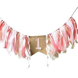 HighChair Banner for 1st Birthday of Girls - First Birthday Decorations for Photo Booth Props, Birthday Souvenir and Gifts, Best Party Suppl