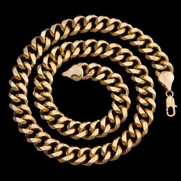 Curb Chain Mens Necklace 9mm Wide 18k Yellow Gold Filled Classic Mens Jewellery 24 Inches Hip Hop Rock Style Solid Accessories