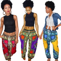 Bohemia Digital Printed Loose Pants 5 Colors Women African Vintage Ankara Trousers Summer Pocket Casual Wide Leg Pants 10pcs OOA6909