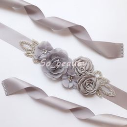 Bridal Wedding Sash Belt 3D Floral Pearl Waistband Flower Bridesmaid Dress Sash Wedding Accessories Gown Ribbon SW203290u