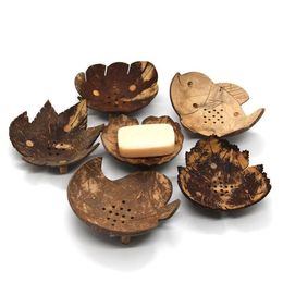 Hot Creative soap dishes retro coconut soap holder natural wooden soap tray holder storage rack plate box container for bathroom LX1664