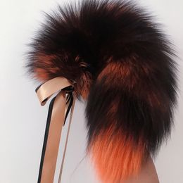40cm/16" Orange Real Genuine Fox Fur Tail Plug Anal Plug W Silk Adult Love Sweety Sex Game Cosplay Toys
