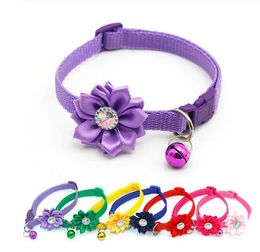 Pet Dog Collar Bell Flower Necklace Collar For Small Dog Puppy Buckle Cat Collar Bell Flower Pet Supplies Dog Accessories GB934