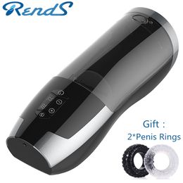 Rends Automatic Piston Masturbator Male Heat Sex Machine Rechargeable Masturbation Cup Pussy 3D Real Vagina Sex Toys For Men T200417