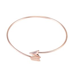 New Adjustable Bow and Arrow Rose Gold Color Bangle Wire Simple Wrapped Women Bangles