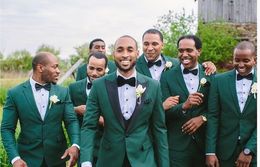 Popular One Button Groomsmen Peak Lapel Groom Tuxedos Men Suits Wedding/Prom Best Man Blazer ( Jacket+Pants+Vest+Tie) 285