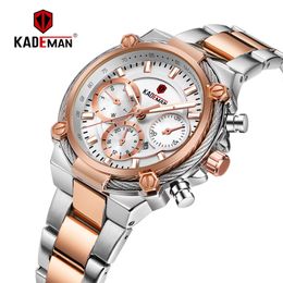 NEW Arrived Kademan Ladies Watches Unique Design Luxury Dress Women Wristwatch 3TAM Full Steel Quartz Watch Fashion Casual 836