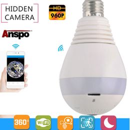 Anspo 960P 1.3MP WiFi Panoramic LED Bulb Cameras 360° Home Security Camera System Wireless IP CCTV 3D Fisheye Baby Monitor