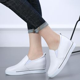 Hot Sale-2018 Women Flats Sneakers Shoes Platform Casual Slip On Loafers height increasing Suede Leather shoes Flats Women Creepers