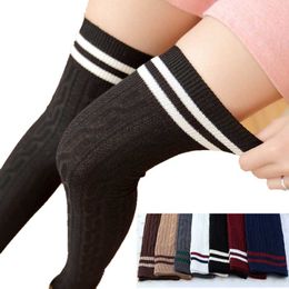 2017 Spring Compression Socks Women Twist Vertical Stripes High Tube Socks Cotton Slim Over Knee Pile Heap