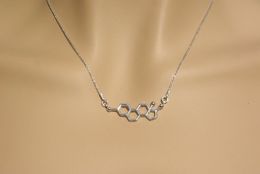 30PCS Female Hormone Molecule Structure Necklace Geometric Science Nurse Chemistry Formula Dopamine Molecular Chain Necklaces