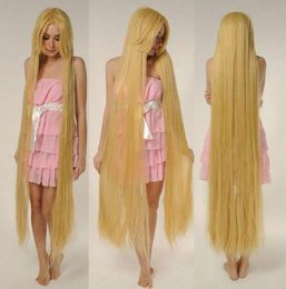 Rapunze Super 150CM Long Wig Straight Blonde Cosplay Wig Full Hair Wig