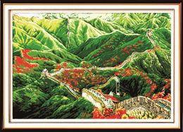 The Great Wall home decor paintings ,Handmade Cross Stitch Embroidery Needlework sets counted print on canvas DMC 14CT /11CT