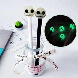 1Pcs Novelty Noctilucent Skull Gel Pens 0.5mm Black Ink Writing Pen School Office Supply Stationery Halloween Gift