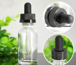 High Quality 30ml Clear glass dropper bottles 1OZ Empty Boston e liquid vape oil cosmetic Glass Bottles With pipette DHL Free