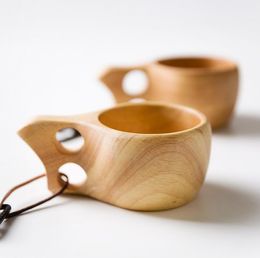 30pcs/lot Kuksa Cup New Finland Handmade Portable Wooden Cup for Coffee Milk Water Mug Tourism Gift SN656