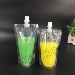 Hot Transparent drink bag Plastic Beverage Bags Drink Packaging Bag Pouch With Lid Milk Water Bottles Drinking Fruit Juice bag T2I5291