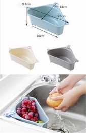 Kitchen Triangular Sink Strainer Drain Vegetable Fruit Drainer Basket Suction Cup Sponge Rack Storage ToolSink Filter Shelf DA368