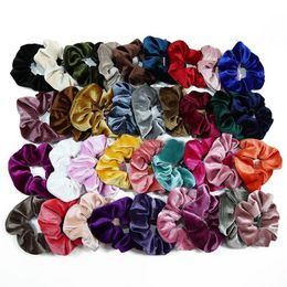 50 Colours Girl Velvet Hair Scrunchy Ring Elastic Hair Bands Large intestine Ponytail Scrunchies Hairs loop Soft Hairband Headwear