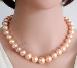 9-10mm Natural Gold Pink South Seas Pearl Necklac 18inch 925 Silver Clasp