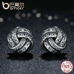 Fashion- Popular 925 Sterling Silver Weave Classic Push-back Stud Earring Women Jewelry brinco PAS476