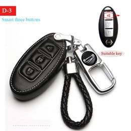 Genuine Leather car key cover protect for Nissan sunny LIVINA X-Trail Qashqai Sylphy Tiida Teana geniss Car key case Car Rings