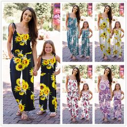 Mother Daughter Jumpsuit Family Matching Outfits Floral Jumpsuit Summer Girl Women Boho Loose Clothes