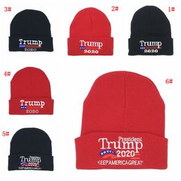 Trump 2020 Hats Winter Knit Skullies Caps Donald Election Beanie Hat Keep America Great Embroidery USA Flag Cap Casual Ski Hat DBC VT1105