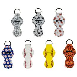 Neoprene Chapstick Holder Keychains Lip Balm Holder Keychains Sports Designs