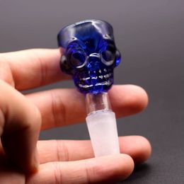 quality bongs Canada - Blue Skull Glass Bowls For Bong Hookahs Smoking High Quality 5mm thick funnel hourglass colorful 14mm Male Water Pipe bongs
