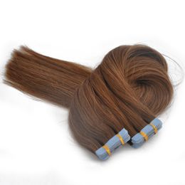 pu tape in hair hair extension silky straight 100 remy human hair Colour 8 party style free