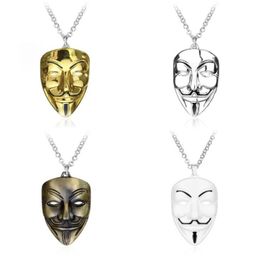 MOQ:10PCS Clown V For Vendetta Pendant Necklace Anonymous GUY Mask Metal V Mask Fashion Jewellery Fob For Men Kids Christmas Gift